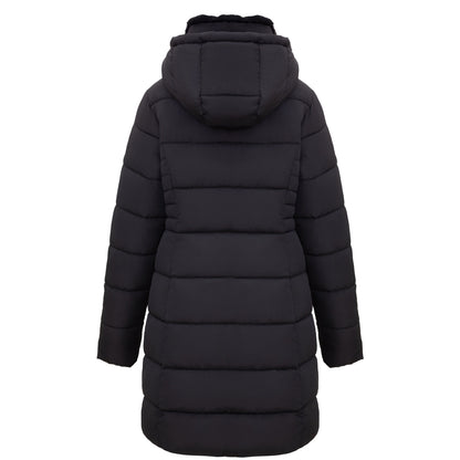 Women's Hooded Winter Long Coat Water Resistant Puffer Jacket Insulated Full Length Warm Outerwear - Black Coats & Jackets Rokka&Rolla