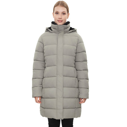 Women's Hooded Winter Long Coat Water Resistant Puffer Jacket Insulated Full Length Warm Outerwear - Stone Coats & Jackets Rokka&Rolla
