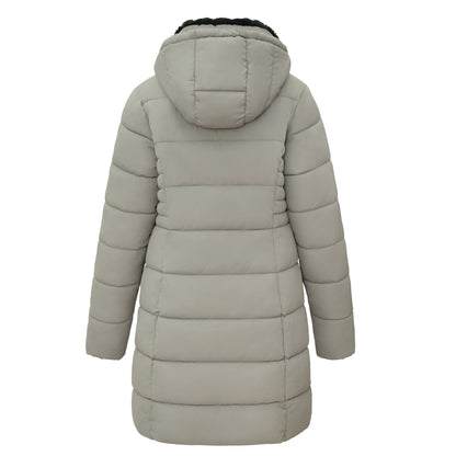 Women's Hooded Winter Long Coat Water Resistant Puffer Jacket Insulated Full Length Warm Outerwear - Stone Coats & Jackets Rokka&Rolla