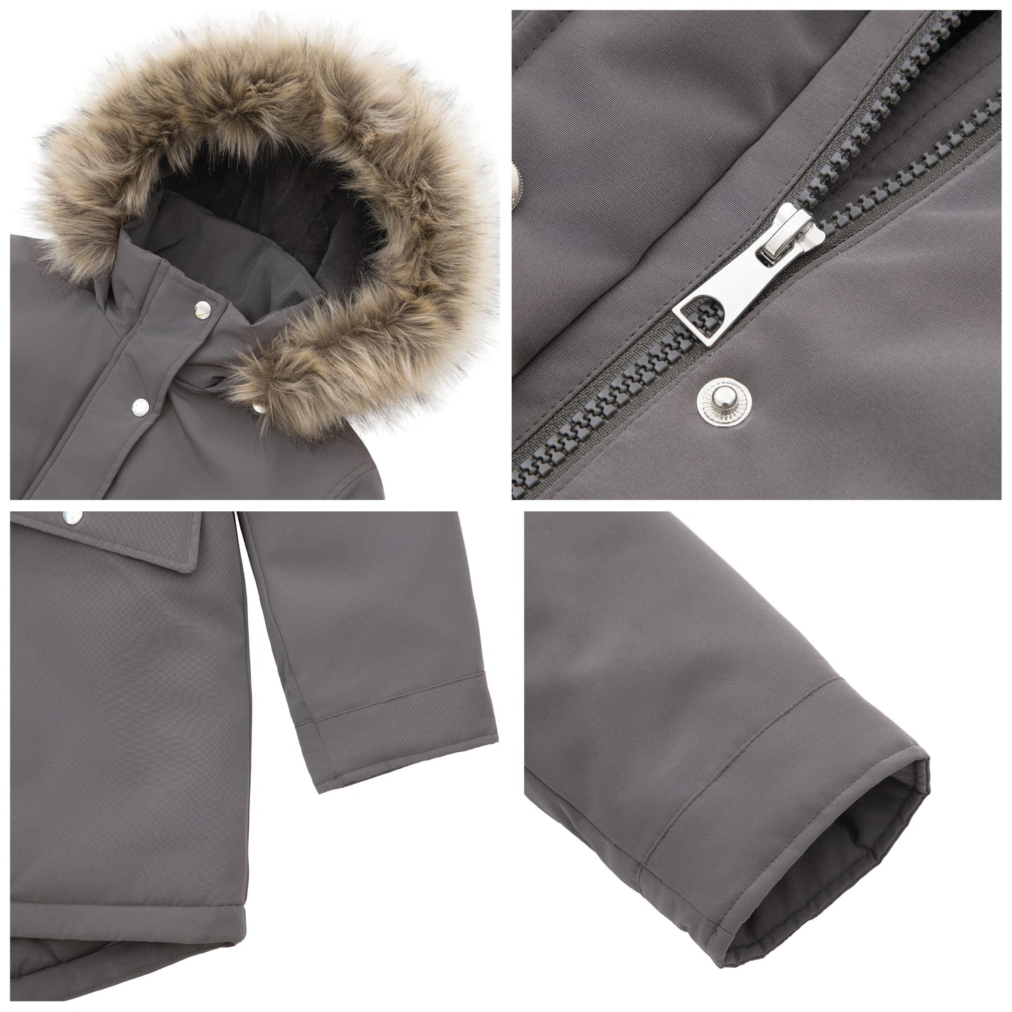 Women's Lightweight Parka Jacket with Faux Fur Hood Coats & Jackets Rokka & Rolla