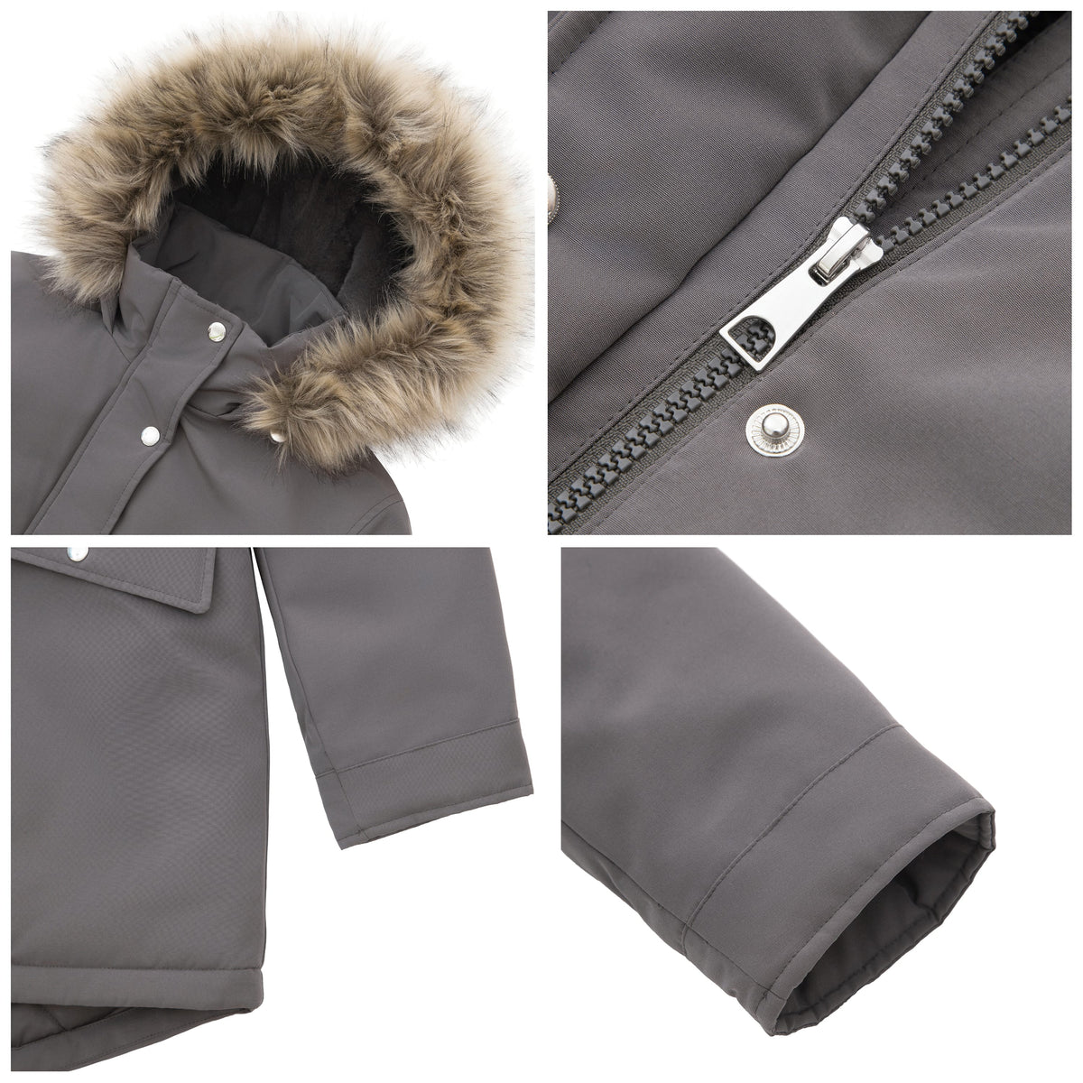 Women's Lightweight Parka Jacket with Faux Fur Hood Coats & Jackets Rokka & Rolla