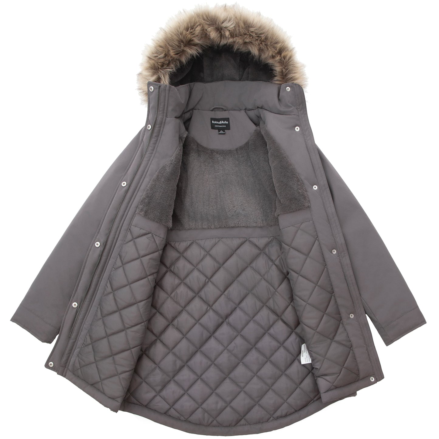 Women's Lightweight Parka Jacket with Faux Fur Hood Coats & Jackets Rokka & Rolla