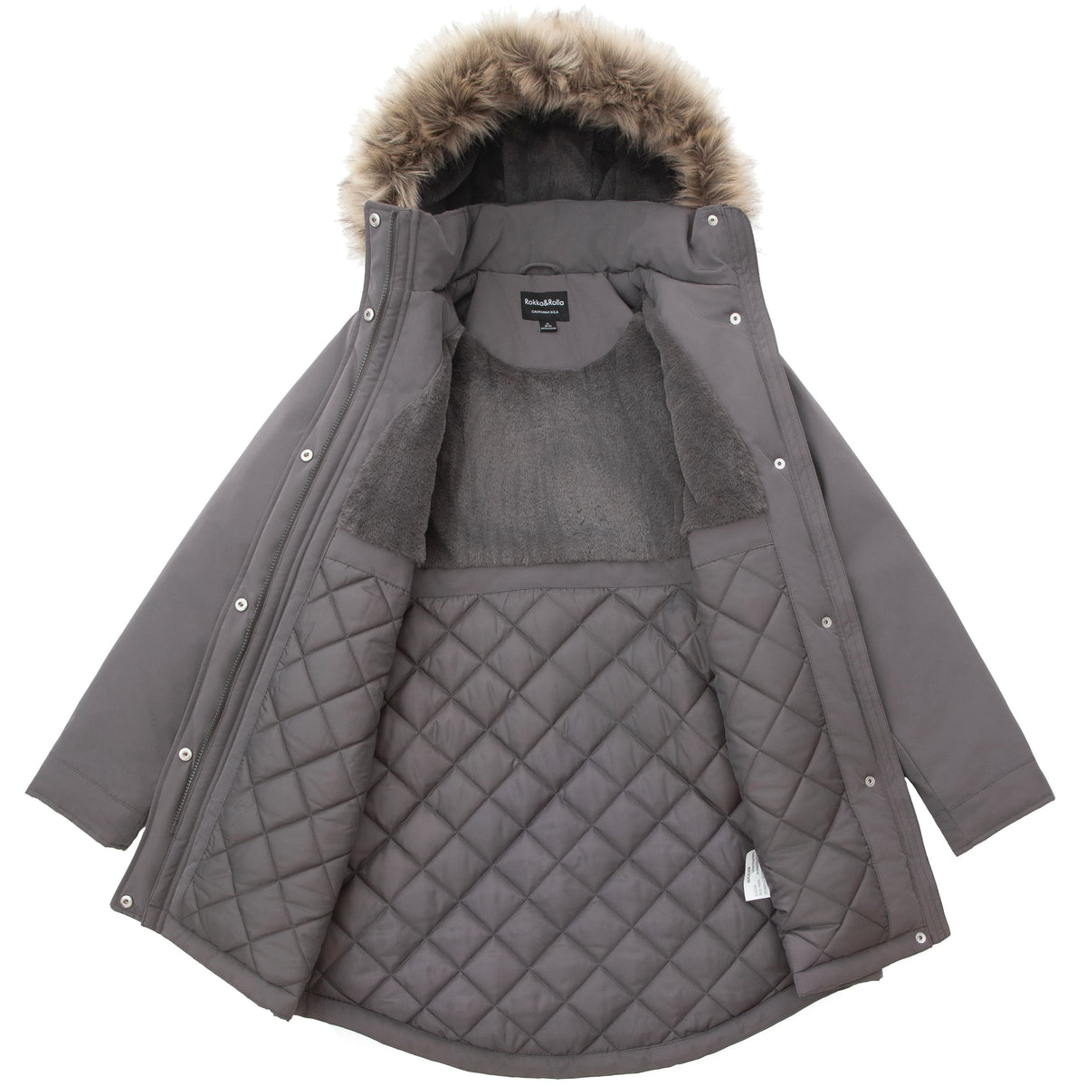 Women's Lightweight Parka Jacket with Faux Fur Hood Coats & Jackets Rokka & Rolla