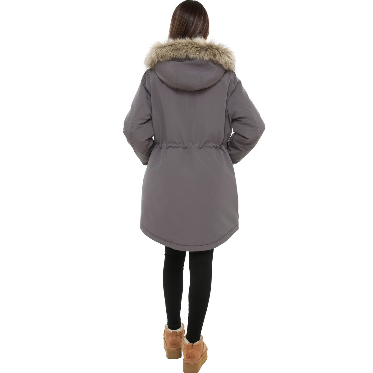 Women's Lightweight Parka Jacket with Faux Fur Hood Coats & Jackets Rokka & Rolla