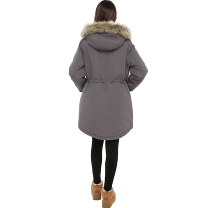 Women's Lightweight Parka Jacket with Faux Fur Hood Coats & Jackets Rokka & Rolla