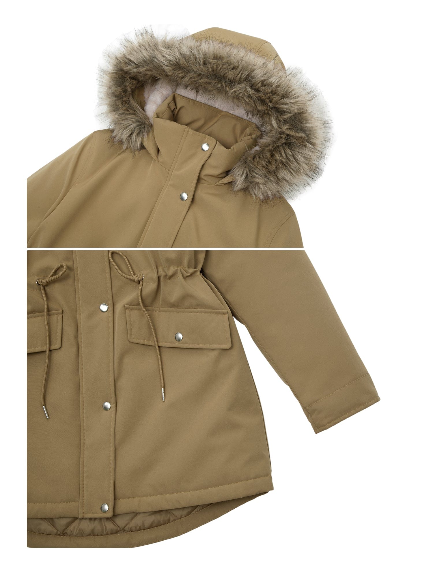 Women's Lightweight Parka Jacket with Faux Fur Hood Coats & Jackets Rokka & Rolla