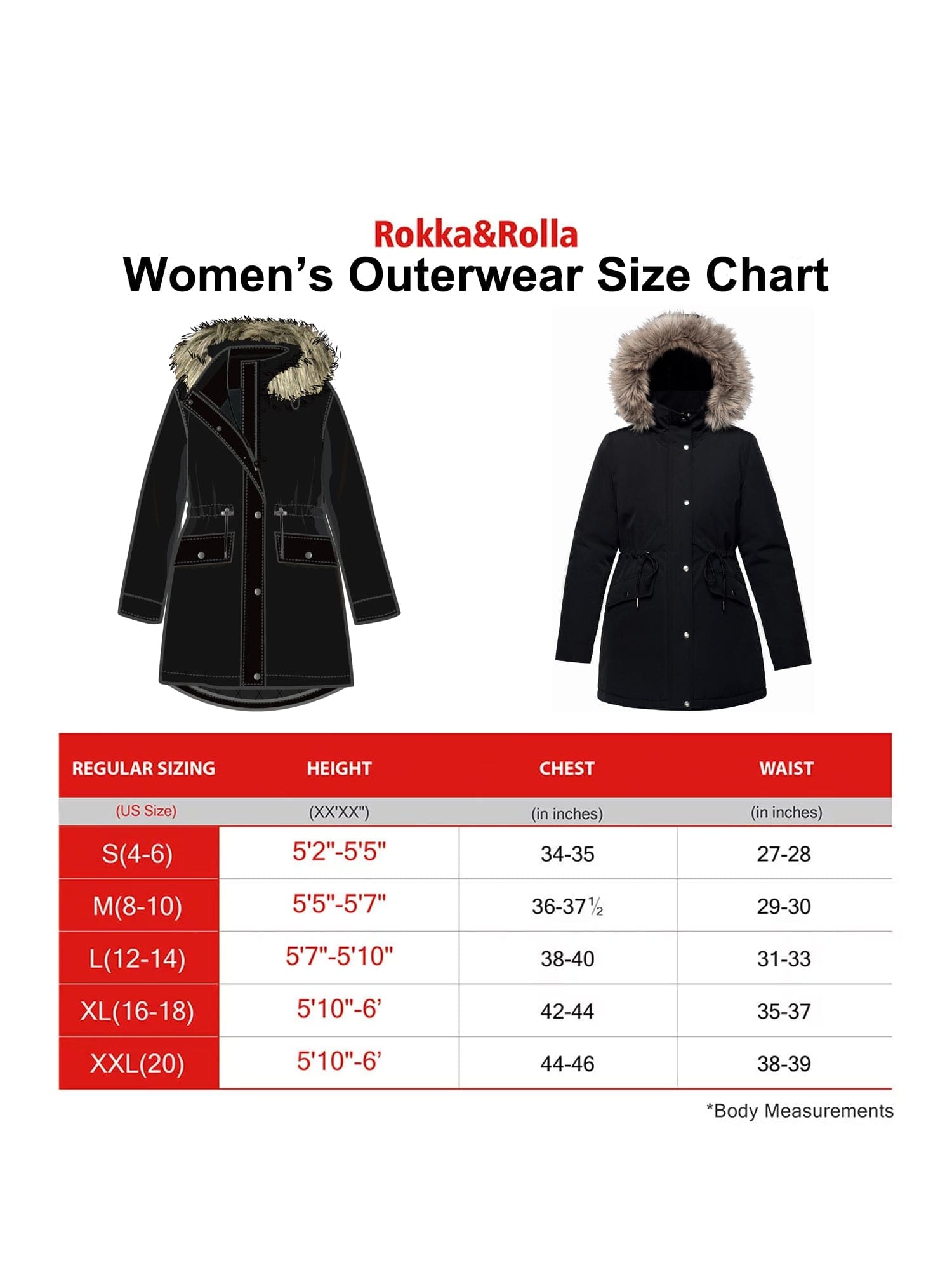 Women's Lightweight Parka Jacket with Faux Fur Hood Coats & Jackets Rokka & Rolla