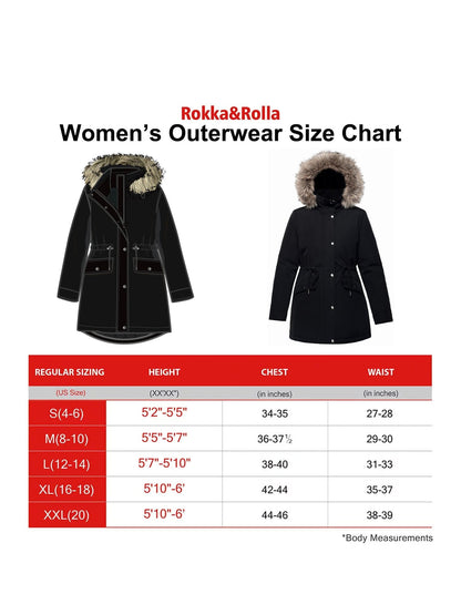 Women's Lightweight Parka Jacket with Faux Fur Hood Coats & Jackets Rokka & Rolla