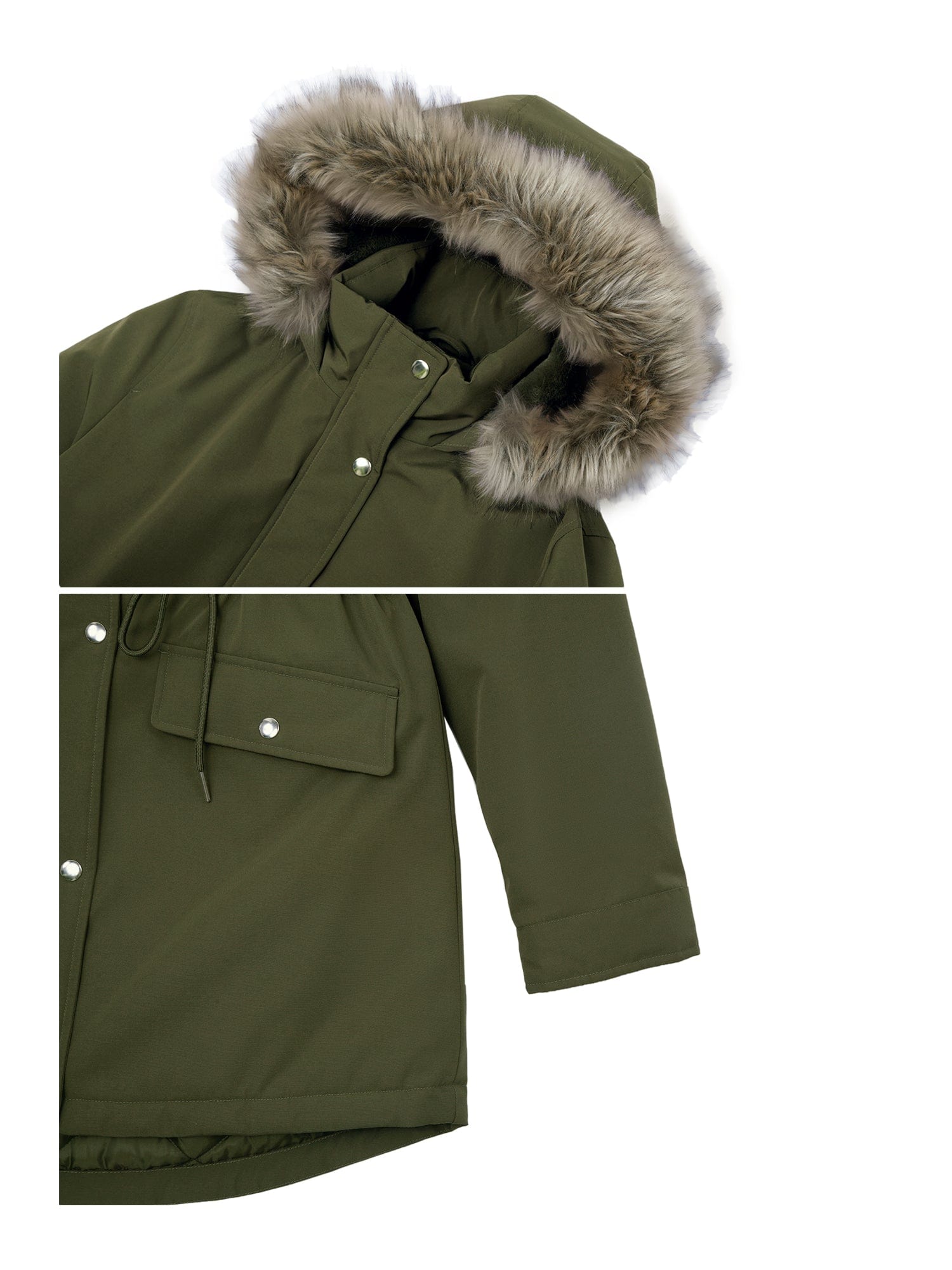 Women's Lightweight Parka Jacket with Faux Fur Hood Coats & Jackets Rokka & Rolla