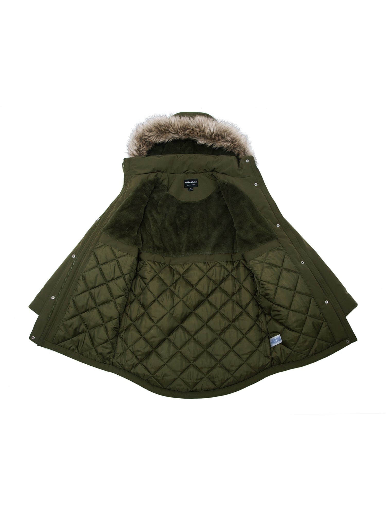 Women's Lightweight Parka Jacket with Faux Fur Hood Coats & Jackets Rokka & Rolla
