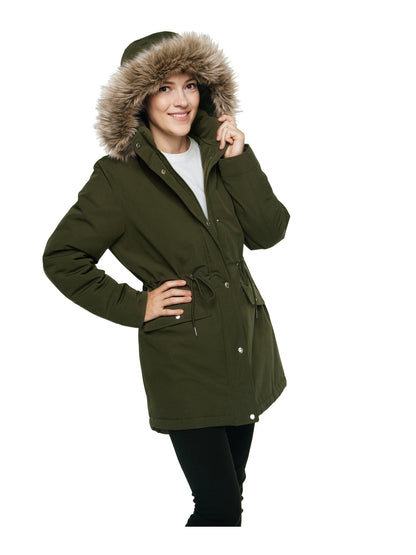 Women's Lightweight Parka Jacket with Faux Fur Hood Coats & Jackets Rokka & Rolla