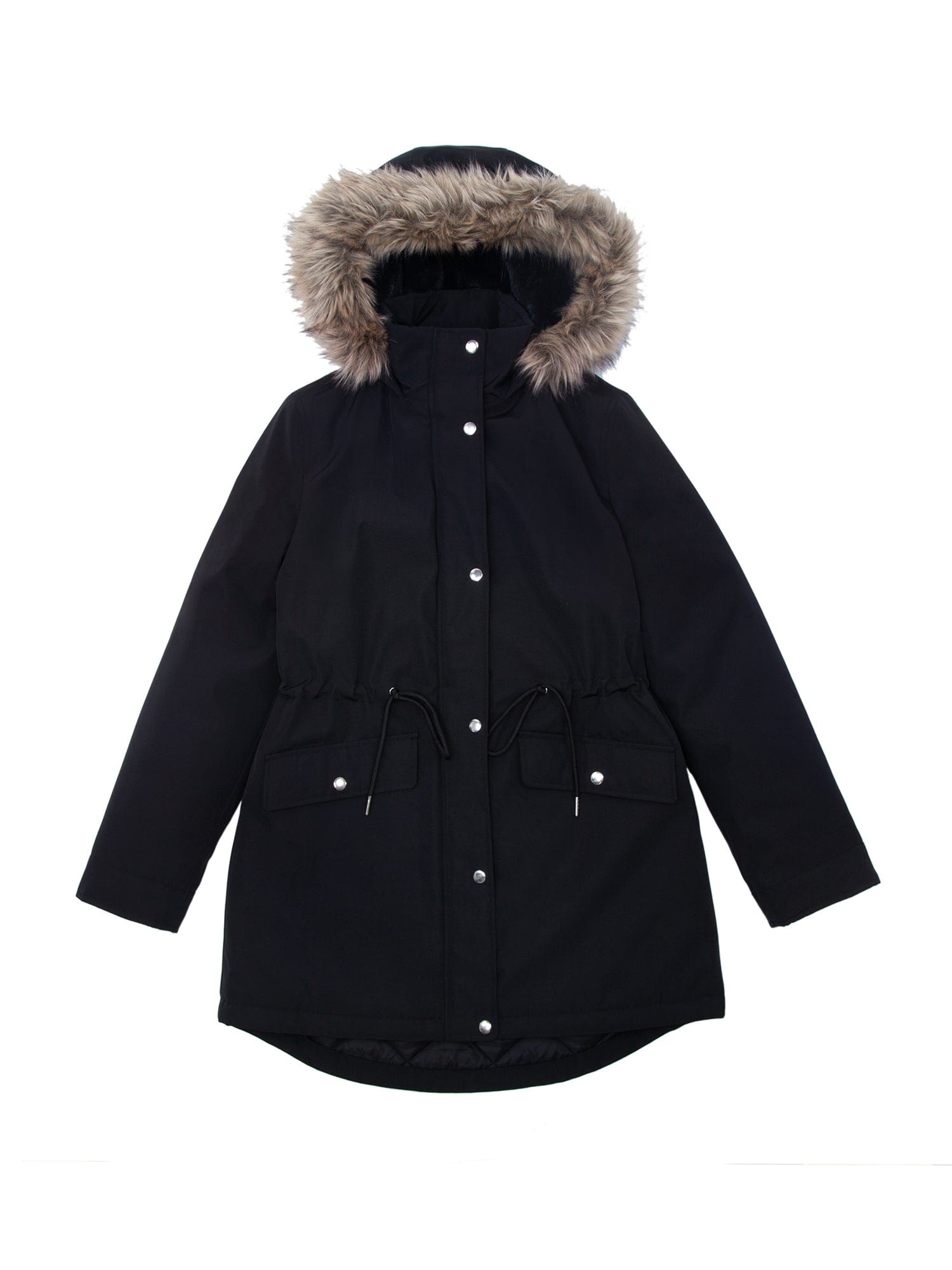 Women's Lightweight Parka Jacket with Faux Fur Hood Coats & Jackets S (4-6) / Black Rokka & Rolla