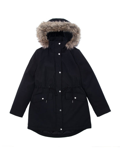Women's Lightweight Parka Jacket with Faux Fur Hood Coats & Jackets S (4-6) / Black Rokka & Rolla