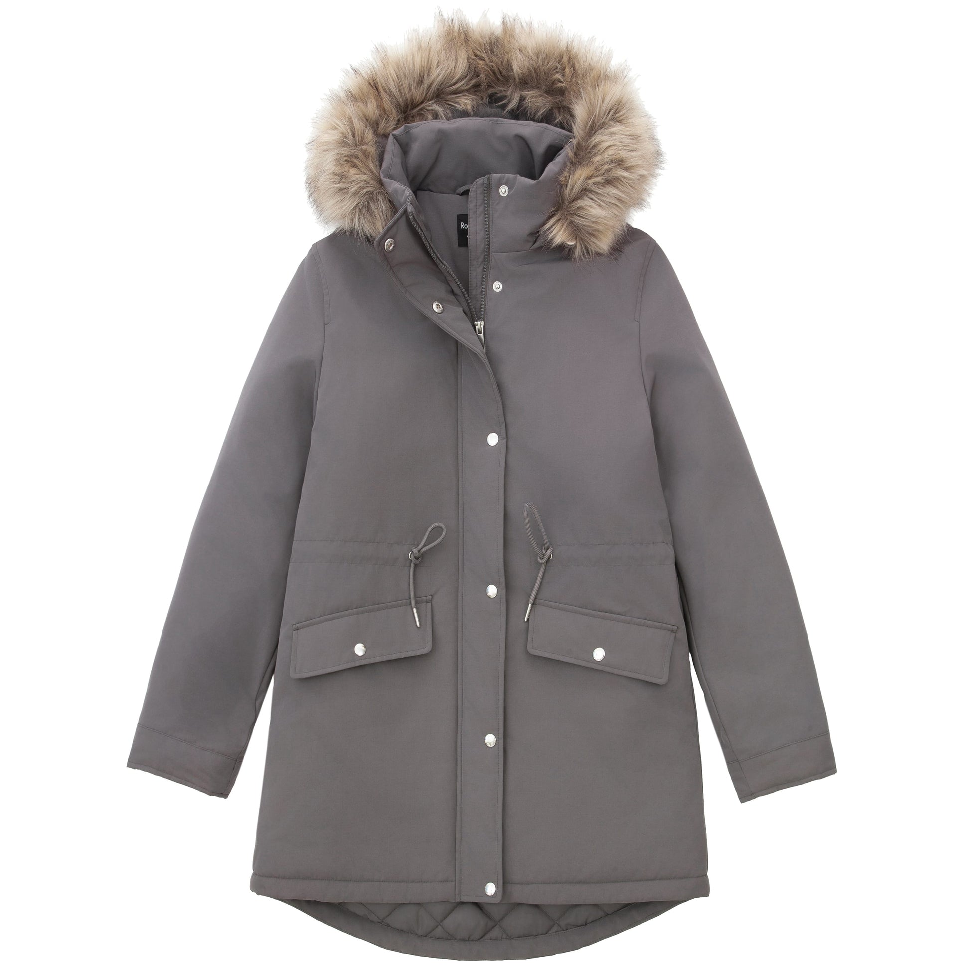 Women's Lightweight Parka Jacket with Faux Fur Hood Coats & Jackets S (4-6) / Dim Grey Rokka & Rolla