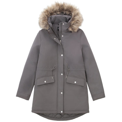 Women's Lightweight Parka Jacket with Faux Fur Hood Coats & Jackets S (4-6) / Dim Grey Rokka & Rolla