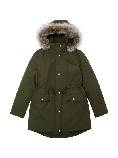 Women's Lightweight Parka Jacket with Faux Fur Hood Coats & Jackets S (4-6) / Olive Rokka & Rolla