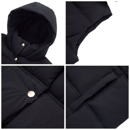 Women's Puffer Hooded Quilted Sleeveless Jacket Insulated Vest -Black Coats & Jackets Rokka&Rolla