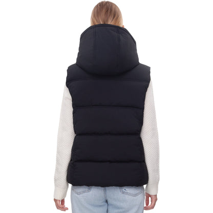 Women's Puffer Hooded Quilted Sleeveless Jacket Insulated Vest -Black Coats & Jackets Rokka&Rolla