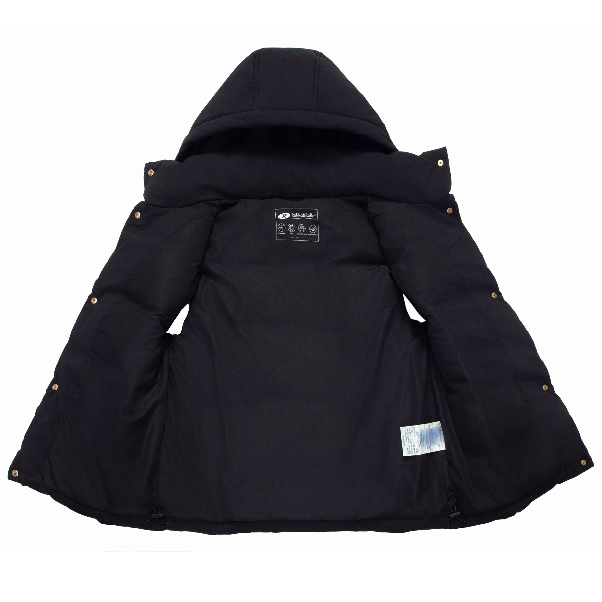 Women's Puffer Hooded Quilted Sleeveless Jacket Insulated Vest -Black Coats & Jackets Rokka&Rolla