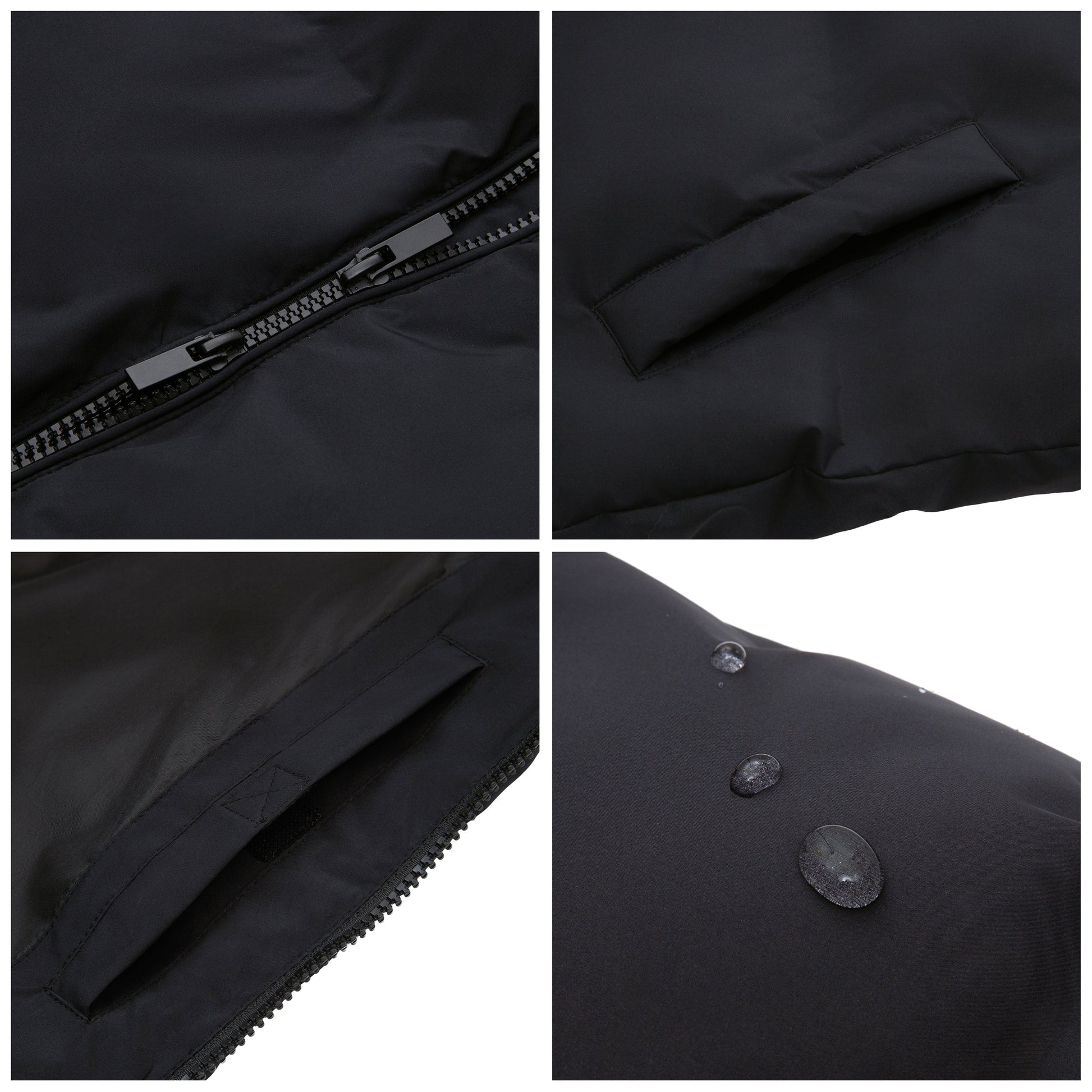 Women's Puffer Jacket Long Padded Coat Two Way Zipper Knee Length Warm Outerwear - Black Coats & Jackets Rokka&Rolla