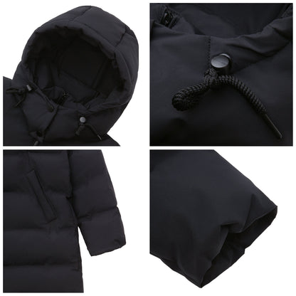 Women's Puffer Jacket Long Padded Coat Two Way Zipper Knee Length Warm Outerwear - Black Coats & Jackets Rokka&Rolla