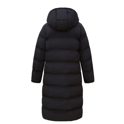 Women's Puffer Jacket Long Padded Coat Two Way Zipper Knee Length Warm Outerwear - Black Coats & Jackets Rokka&Rolla