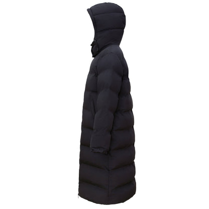 Women's Puffer Jacket Long Padded Coat Two Way Zipper Knee Length Warm Outerwear - Black Coats & Jackets Rokka&Rolla
