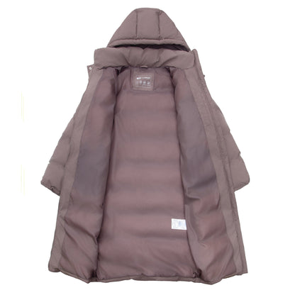 Women's Puffer Jacket Long Padded Coat Two Way Zipper Knee Length Warm Outerwear - Stone Coats & Jackets Rokka&Rolla