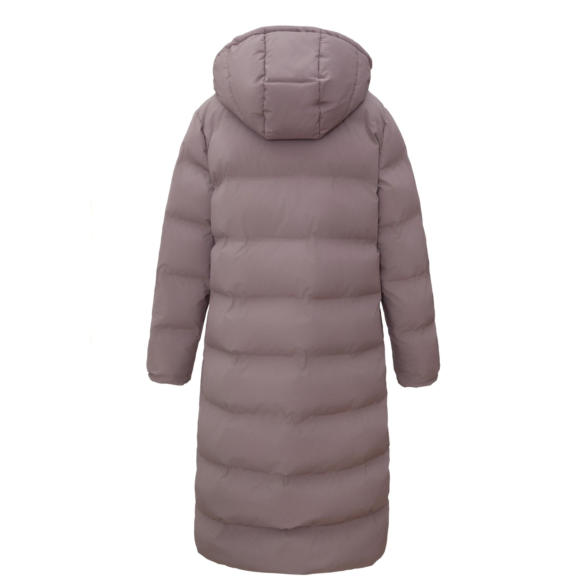 Women's Puffer Jacket Long Padded Coat Two Way Zipper Knee Length Warm Outerwear - Stone Coats & Jackets Rokka&Rolla