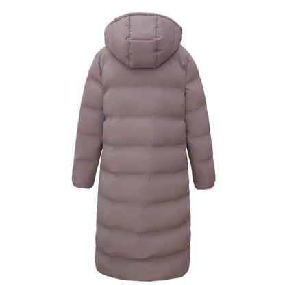 Women's Puffer Jacket Long Padded Coat Two Way Zipper Knee Length Warm Outerwear - Stone Coats & Jackets Rokka&Rolla