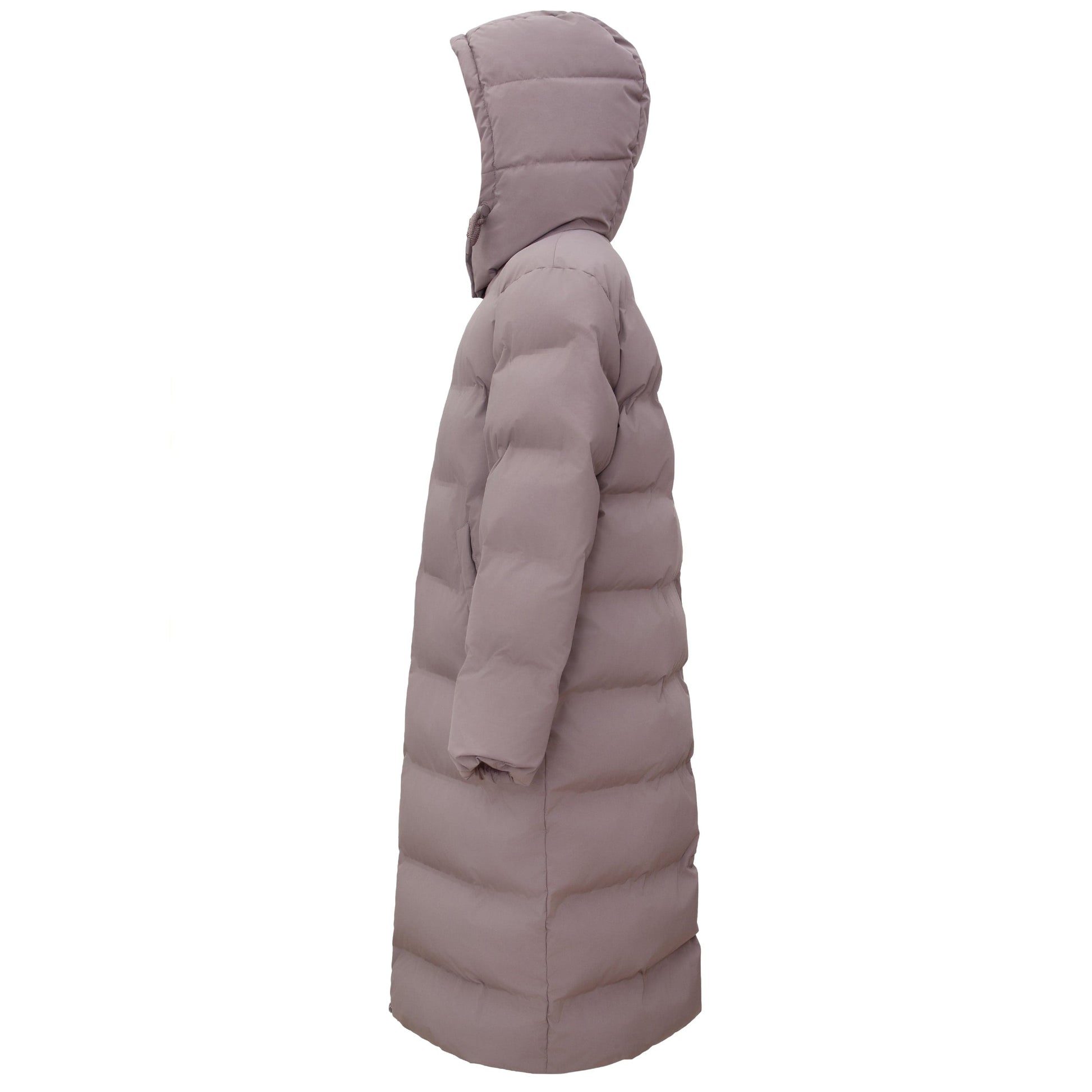 Women's Puffer Jacket Long Padded Coat Two Way Zipper Knee Length Warm Outerwear - Stone Coats & Jackets Rokka&Rolla