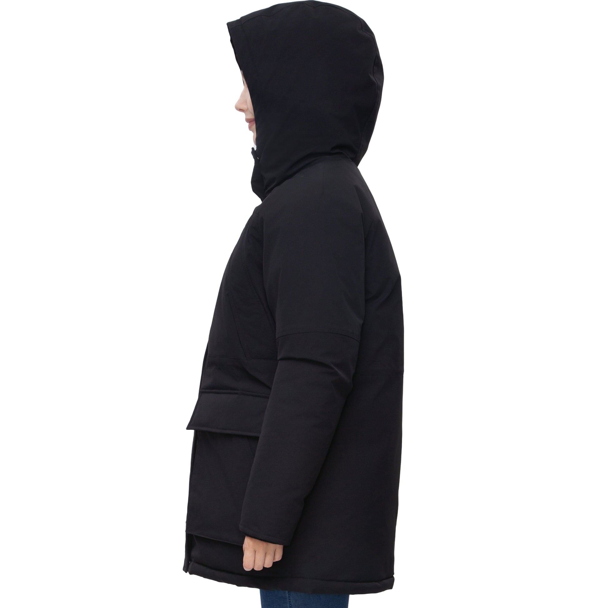 Women's Quilted Jacket Long Line Hip Length Insulated Outerwear - Black Coats & Jackets Rokka&Rolla