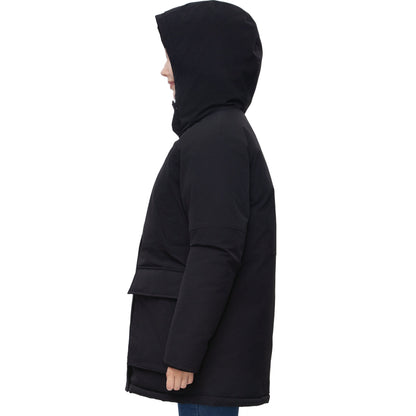 Women's Quilted Jacket Long Line Hip Length Insulated Outerwear - Black Coats & Jackets Rokka&Rolla
