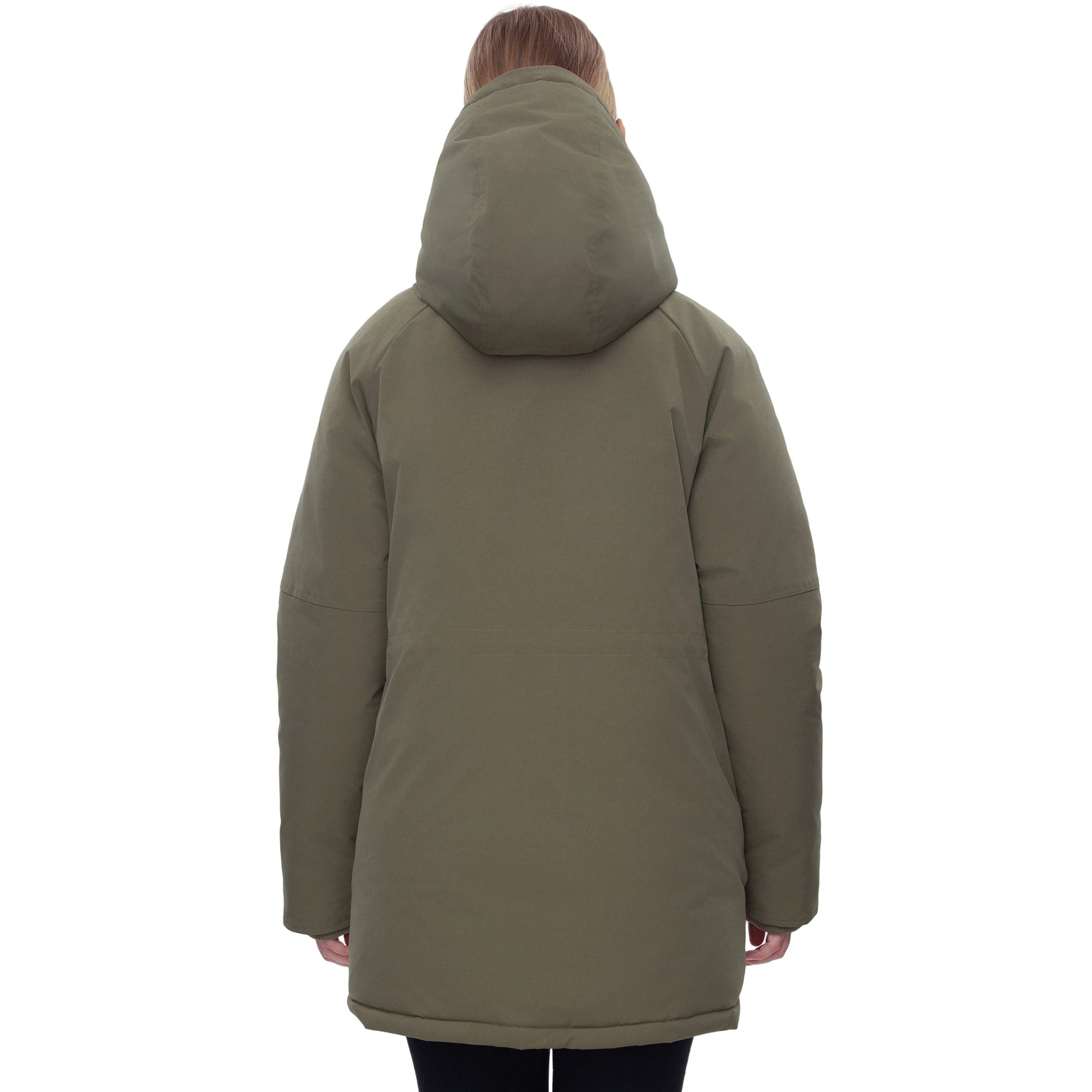 Women's Quilted Jacket Long Line Hip Length Insulated Outerwear - Olive Coats & Jackets Rokka&Rolla