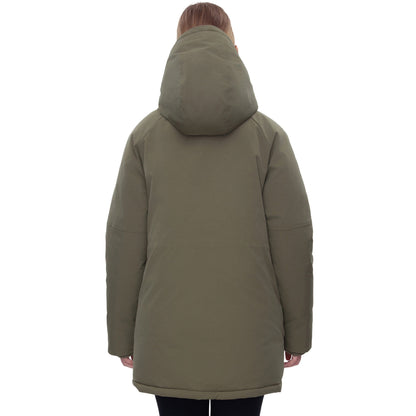 Women's Quilted Jacket Long Line Hip Length Insulated Outerwear - Olive Coats & Jackets Rokka&Rolla
