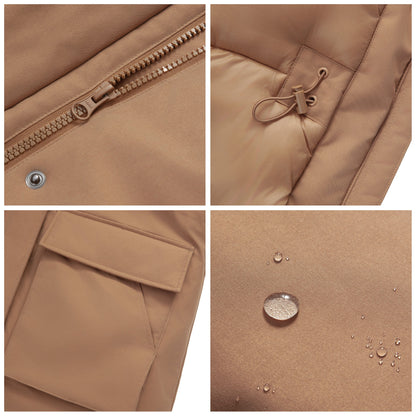 Women's Quilted Jacket Long Line Hip Length Insulated Outerwear - Sandstone Coats & Jackets Rokka&Rolla
