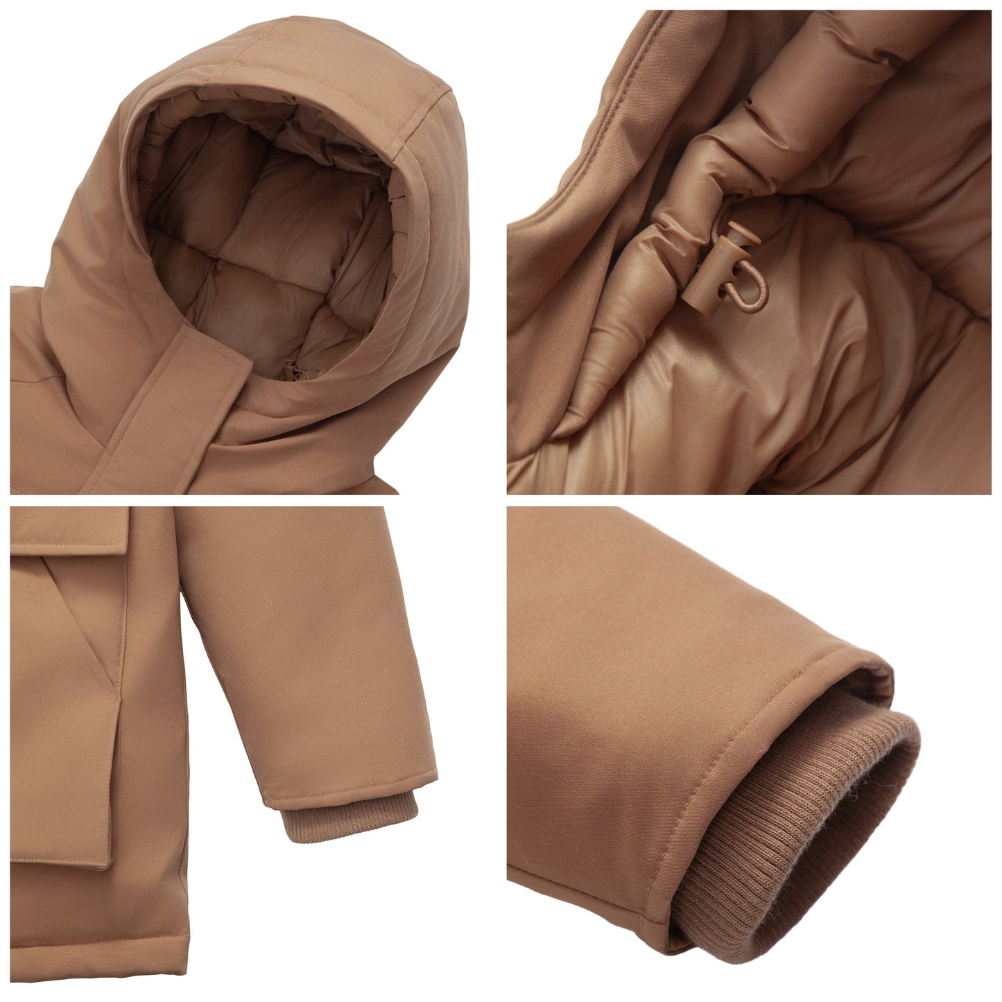 Women's Quilted Jacket Long Line Hip Length Insulated Outerwear - Sandstone Coats & Jackets Rokka&Rolla