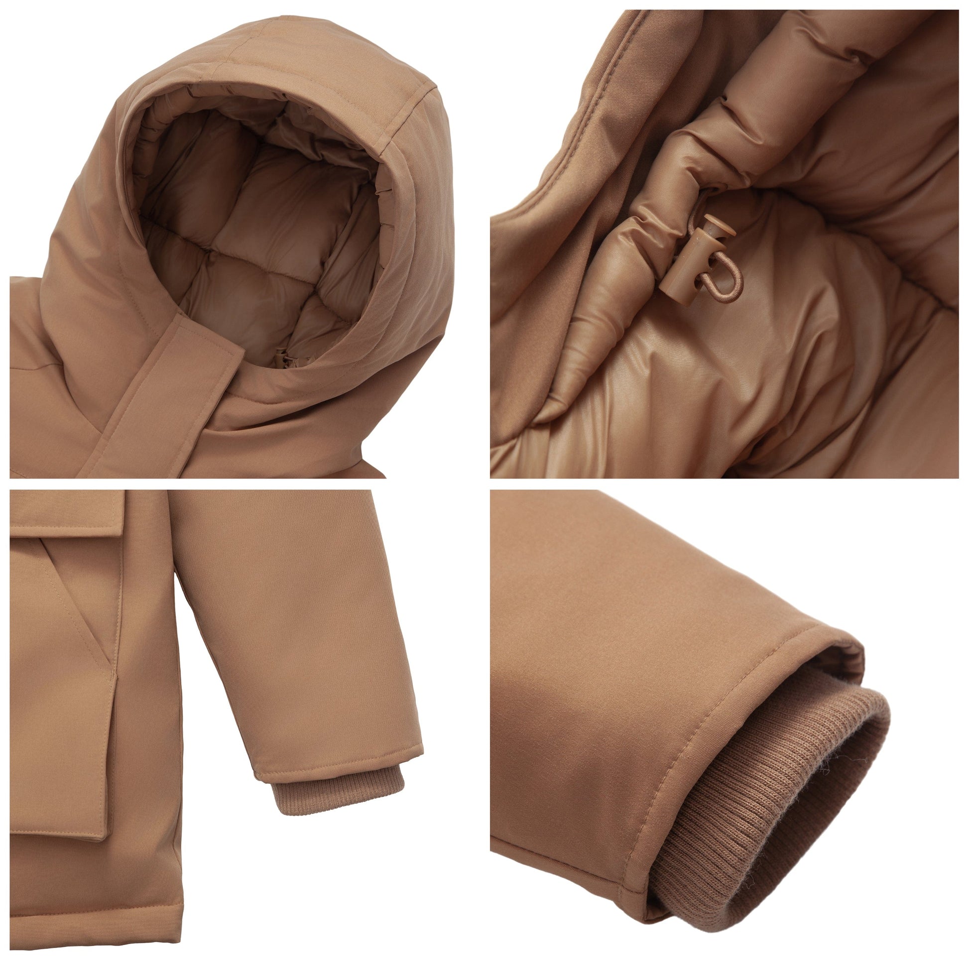 Women's Quilted Jacket Long Line Hip Length Insulated Outerwear - Sandstone Coats & Jackets Rokka&Rolla