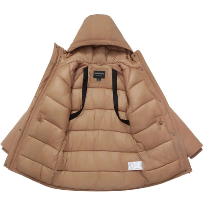 Women's Quilted Jacket Long Line Hip Length Insulated Outerwear - Sandstone Coats & Jackets Rokka&Rolla