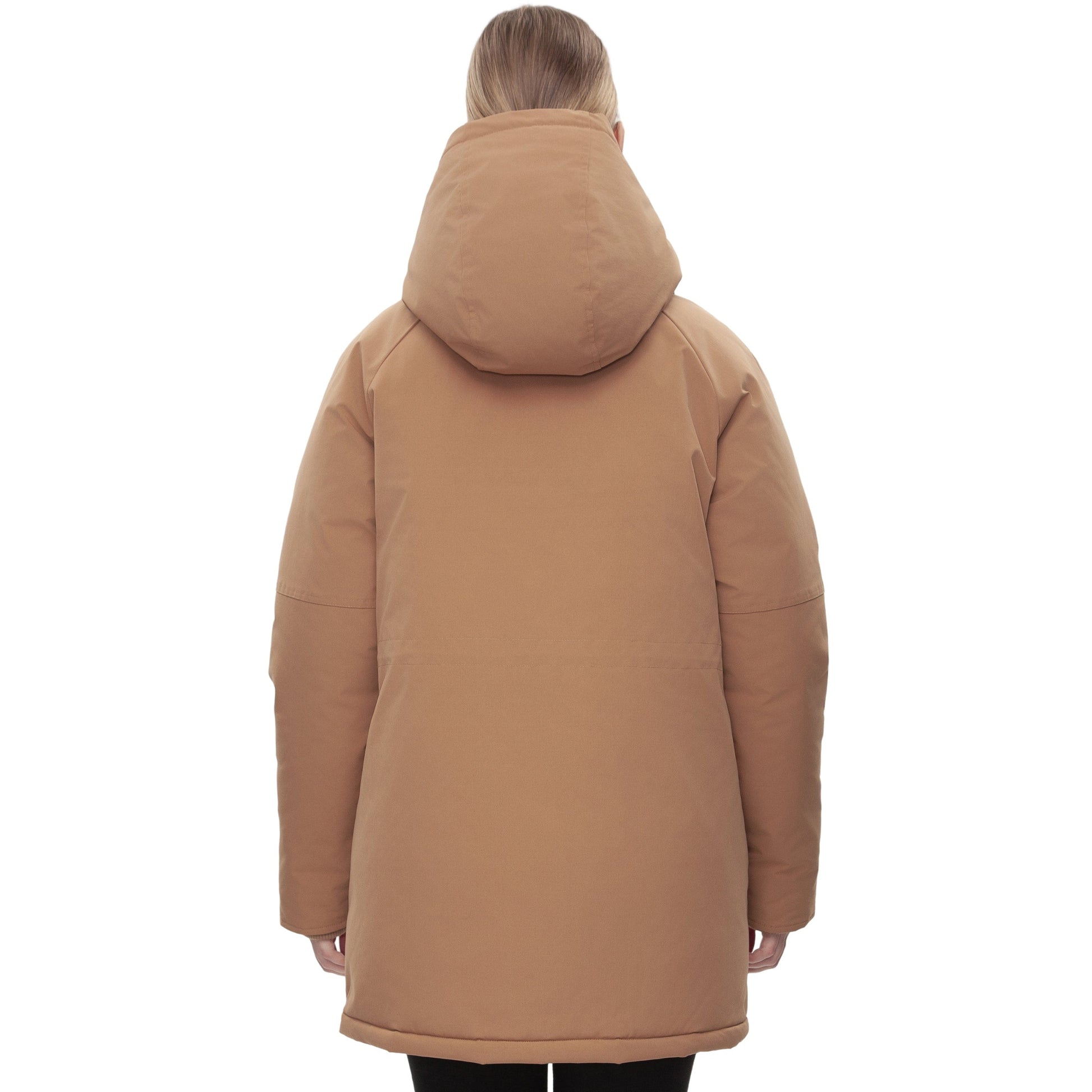 Women's Quilted Jacket Long Line Hip Length Insulated Outerwear - Sandstone Coats & Jackets Rokka&Rolla