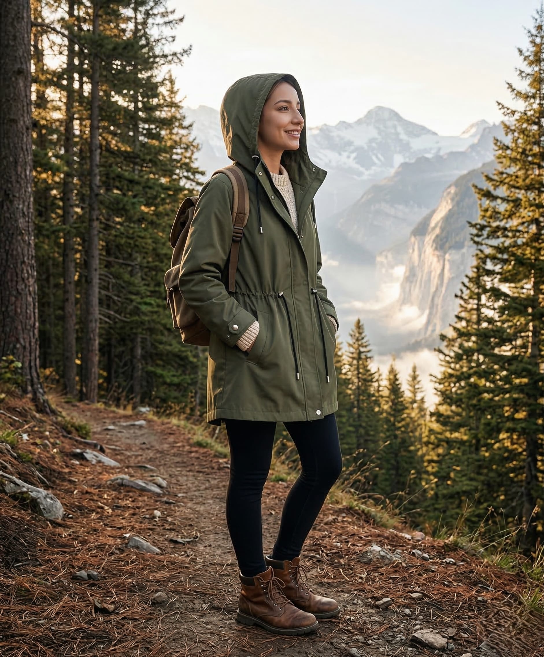 Women's Water-Resistant Anorak Hooded Rain Jacket Trench Coat Coats & Jackets Rokka & Rolla