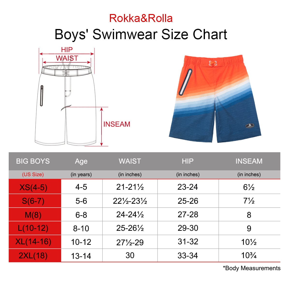 Boys' 4-Way Stretch Mesh Lined Swim Trunks Swimwear Rokka & Rolla