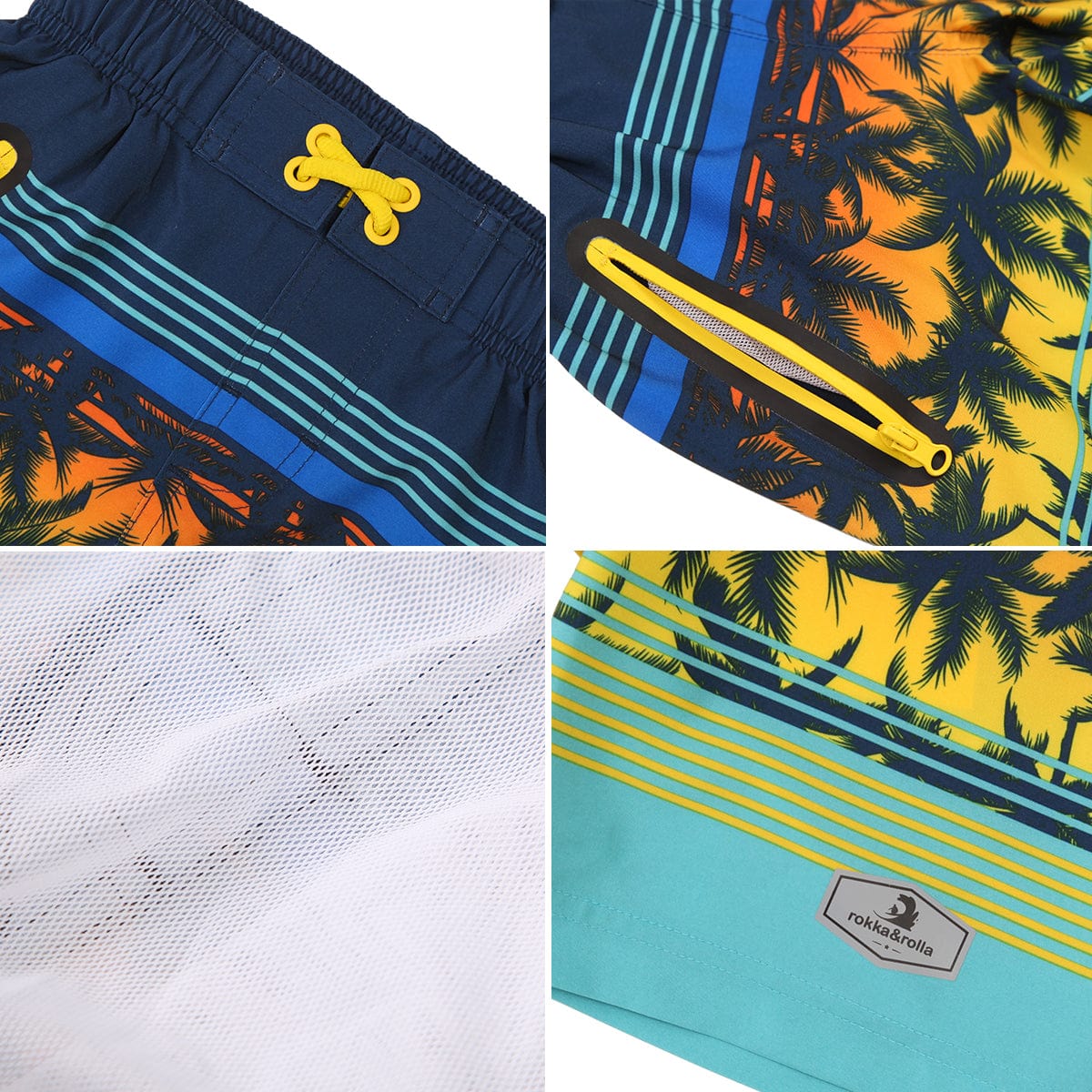 Boys' 4-Way Stretch Mesh Lined Swim Trunks Swimwear Rokka & Rolla