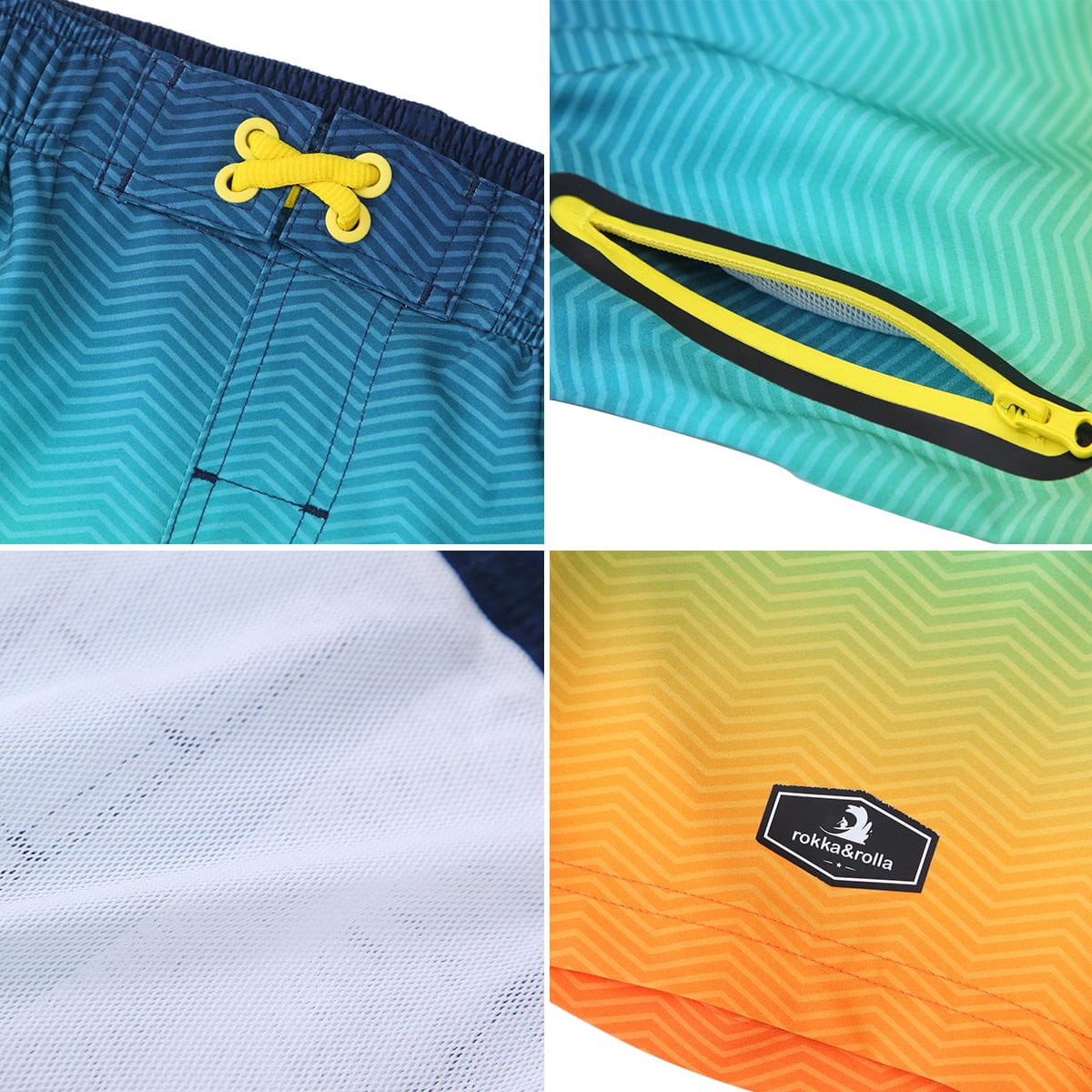 Boys' 4-Way Stretch Mesh Lined Swim Trunks Swimwear Rokka & Rolla