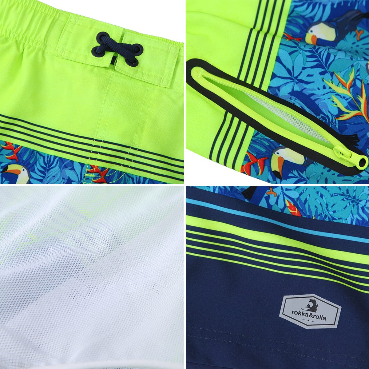 Boys' 4-Way Stretch Mesh Lined Swim Trunks Swimwear Rokka & Rolla