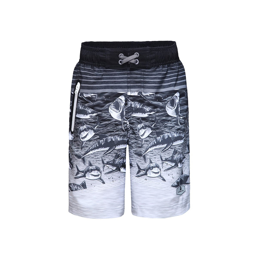 Boys' 4-Way Stretch Mesh Lined Swim Trunks Swimwear XS (4-5) / Gray Shark Rokka & Rolla