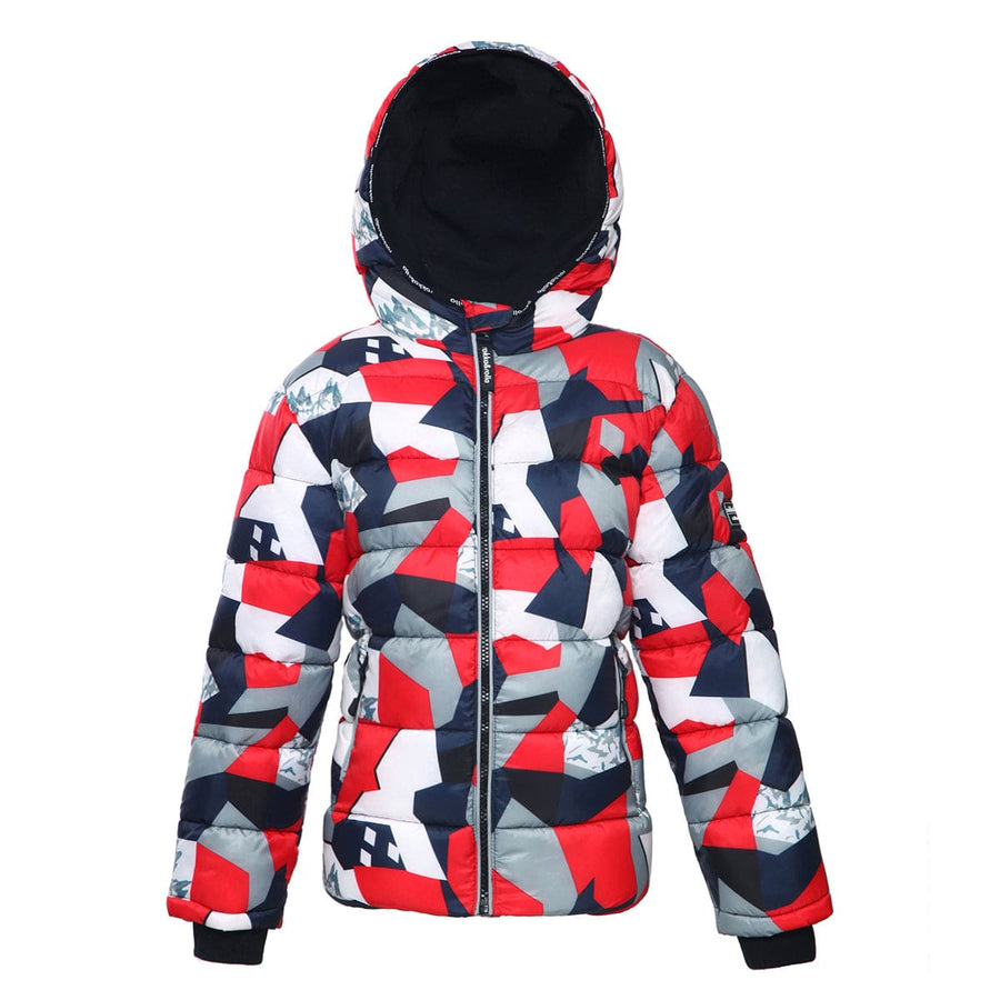 Boys' Heavyweight Puffer Jacket Bubble Coat Coats & Jackets XS (4-5) / Red Geometry Rokka & Rolla