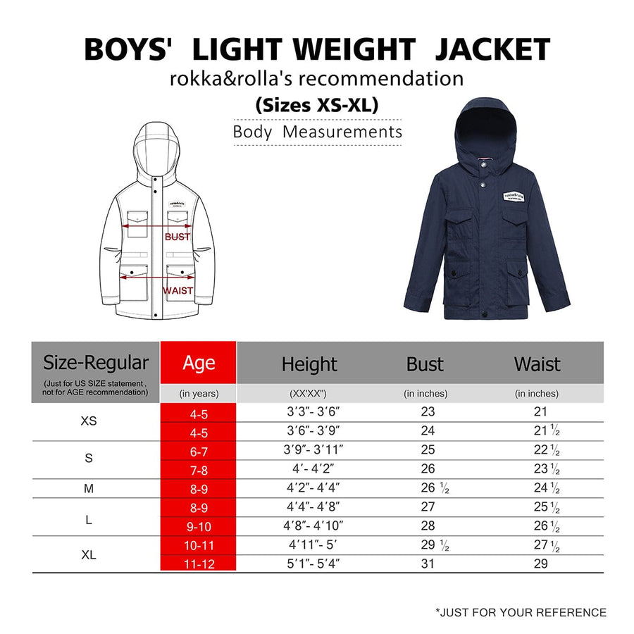 Boys' Lightweight Casual Zip-Up Field Jacket Coats & Jackets Rokka & Rolla