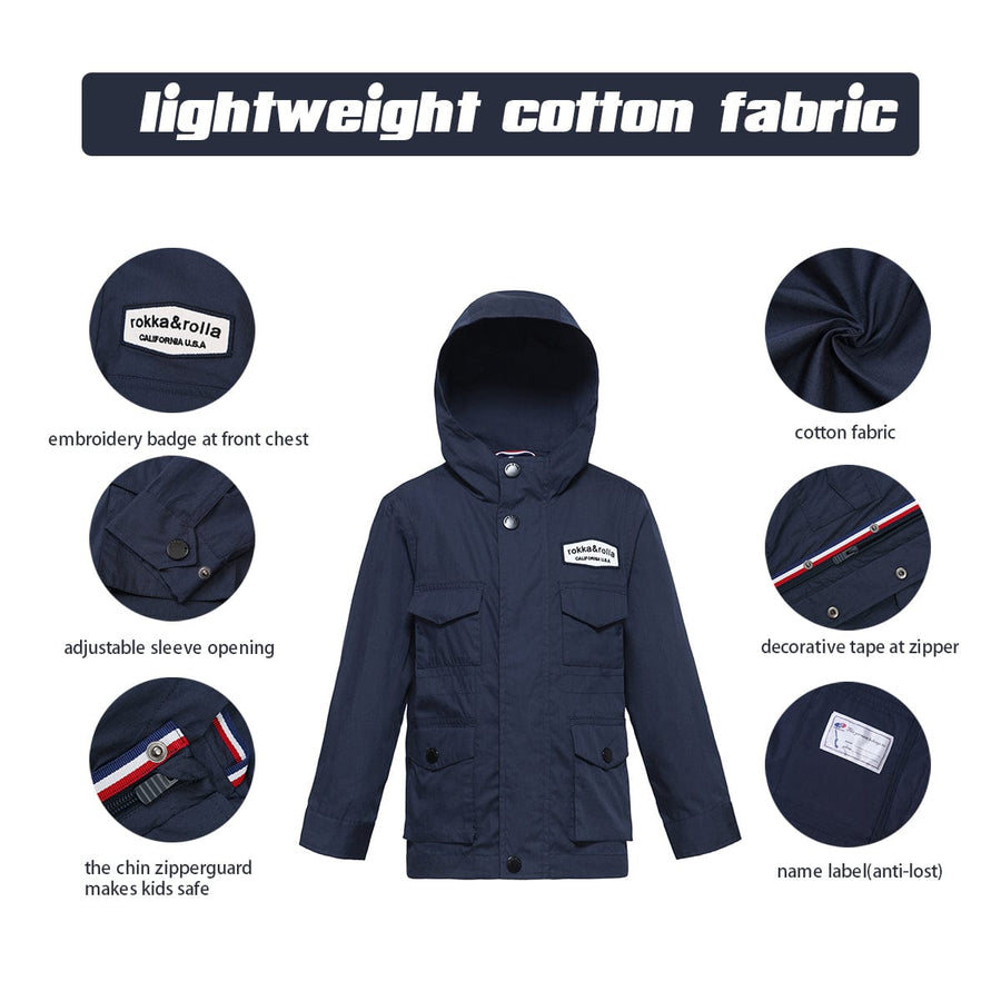 Boys' Lightweight Casual Zip-Up Field Jacket Coats & Jackets Rokka & Rolla