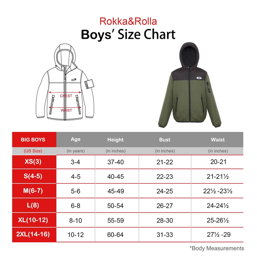 Boys' Lightweight Hooded Windbreaker Coats & Jackets Rokka & Rolla